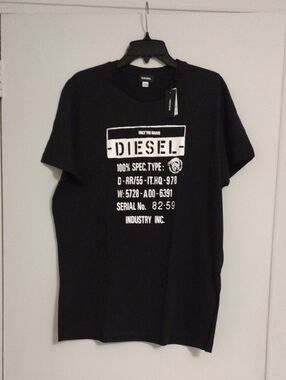 Diesel Black Short-Sleeve Graphic Logo Tee